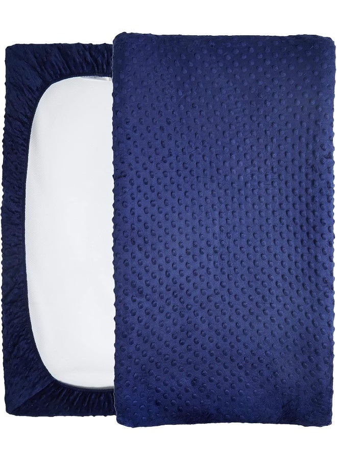 DONOMILO Changing Pad Cover Super Soft Dots Skin-Friendly Breathable Wipeable Changing Table Sheets for Baby Boy and Baby Girl (Estate Blue) - Image 2